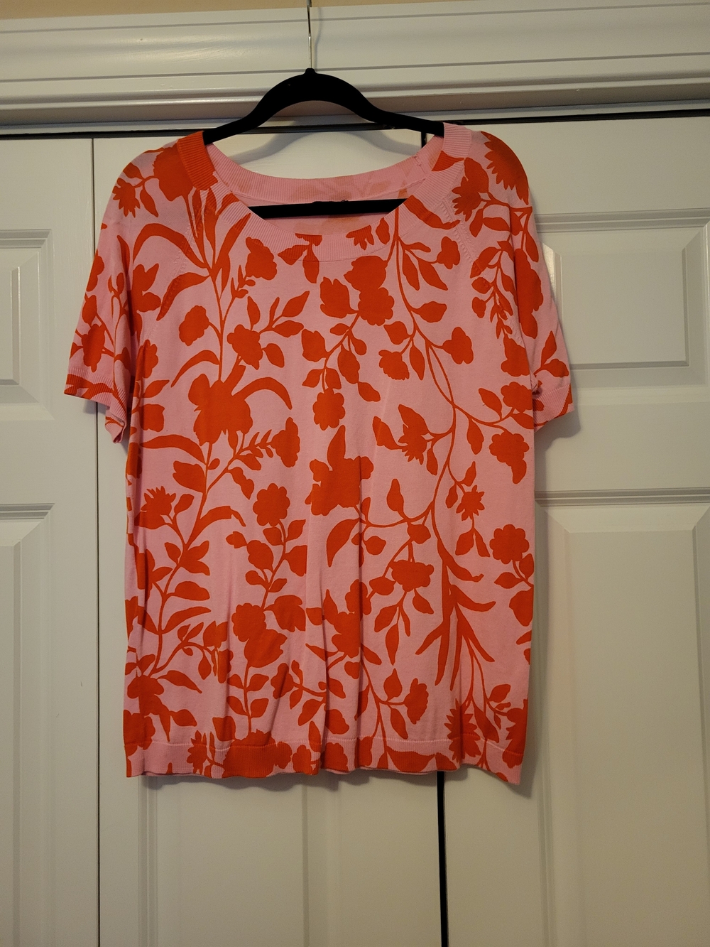 Talbots Women’s Pink & Orange Floral Short-Sleeve Top